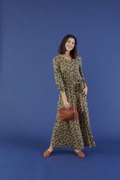 Puffed Long Sleeve Maxi Dress